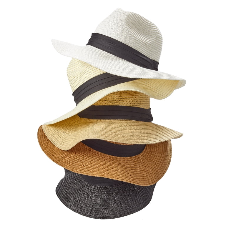 Deluxe Wide Brim Straw Panama Hat, Roll Up Fedora Beach Sun 