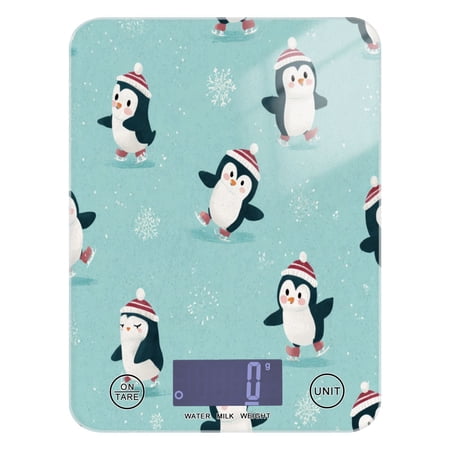 High Precision Digital Kitchen Scale Tempered Glass Food Scale Multifunction Scale Small Kitchen Appliances Cute and Lively Penguins