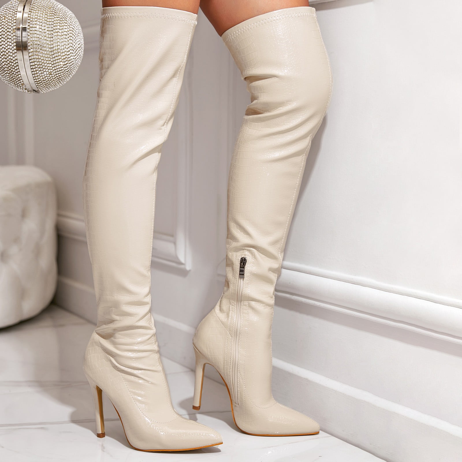 eileial Womens Shoes Women's Over The Knee Thigh High Heel Boots