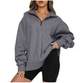 thumbnail image 2 of Womens Half Zip Oversized Solid Sweatshirt,Quarter Zip Pullover Women 2024,Sweatshirt for Women Lapel Collar Sweatshirts Trendy Fall Fashion Teen Girls, 2 of 7