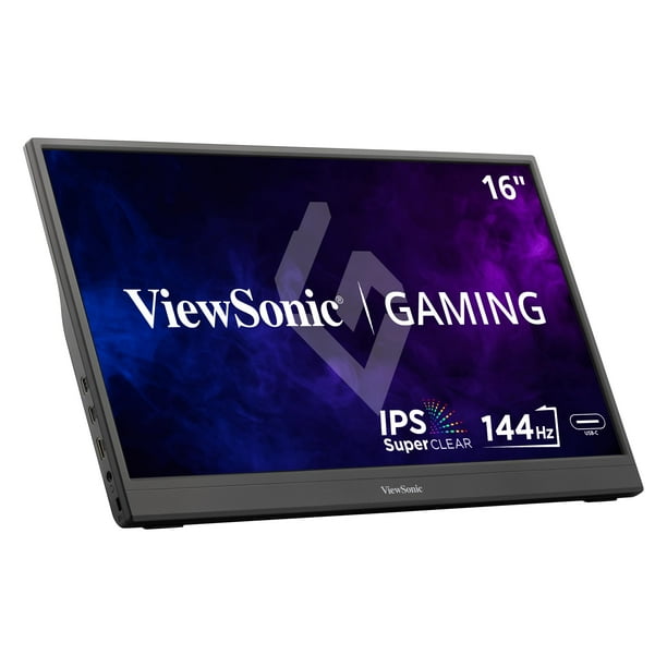 ViewSonic VX1654 16 Inch 1080p Portable IPS Gaming Monitor with 144Hz, AMD FreeSync, 2 Way Powered 60W USB C, Mini HDMI, and Built-in Stand with Protective Cover