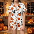 thumbnail image 5 of JAJAHO Girls Pajamas Sets Halloween Sleepwear Sizes 3-13 Tie Front Ruffle Short Sleeve Top Shorts 2 Piece Set, 5 of 7