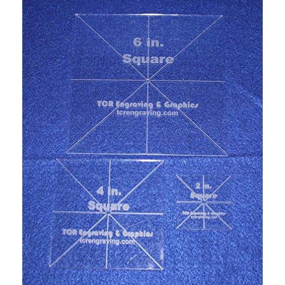 3 Pc Square Set 2,4,6 - 1/8" Clear Acrylic - Quilting Templates- No seam