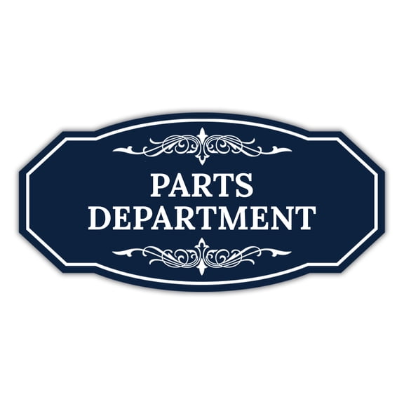 Signs ByLITA Victorian Parts Department Graphic Sign (Navy Blue/White) - Large