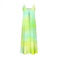 thumbnail image 5 of Dazajoo Womens Plus Size Tie Dye Dresses Spaghetti Strap Pleated Cami Dress Summer Casual Sleeveless V Neck Long Dresses,Yellow,XXXL, 5 of 6
