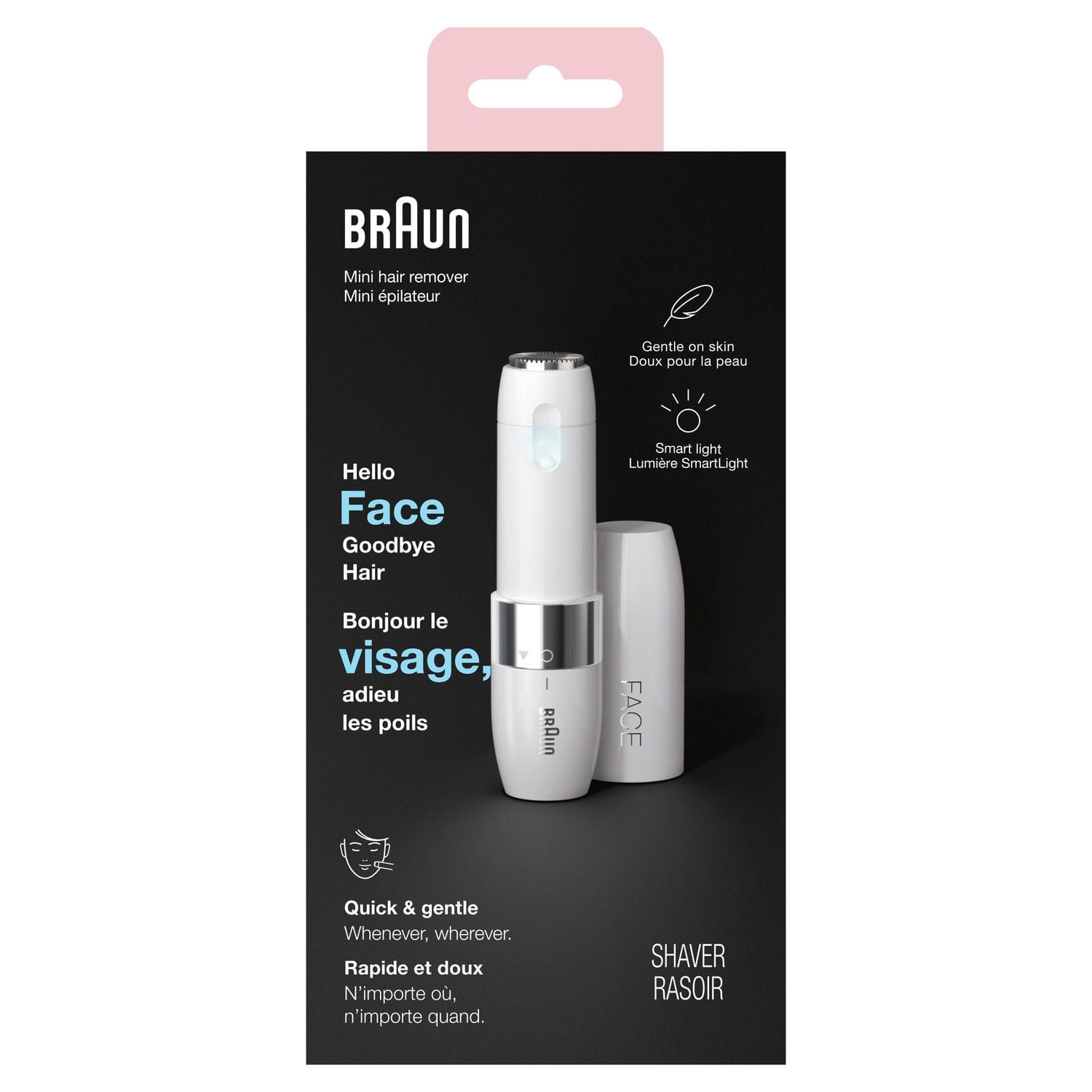 Mini épilateur électrique Braun visage pour femmes mini épilateur, brosse de nettoyage, pile AA