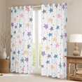 thumbnail image 2 of Manfei Colorful Stars Blackout Curtains,Cute Cartoon Themed Window Curtains Pack of 2 (38x45 Each),White, 2 of 6