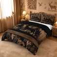 thumbnail image 2 of meiyoeat Jungle Animal Deer Duvet Cover Queen For Adults,Rustic Plant Pine Tree Queen Bedding For Men,Black Reversible,3 Pieces(No Comforter), 2 of 6