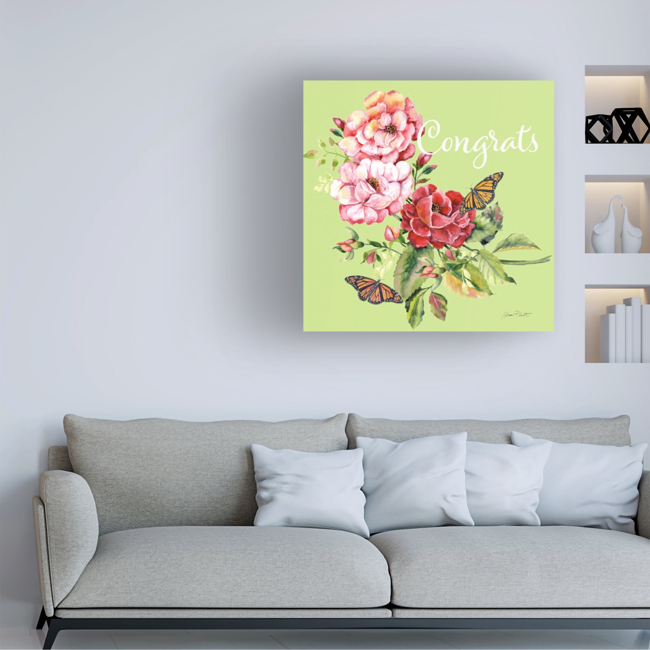 Canvas Wall Art - Jean Plout 'Congrats' Wall Art for Living Room, Bedroom, or Office Décor by Trademark Fine Art - 24 x 24 Inches