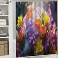 thumbnail image 5 of Watercolor Wildflowers Bathroom Sets with Shower Curtain And Rugs, Incl with 12 Hooks，Toilet Lid Oval Rug, 5 of 8