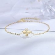 AIA JEWELRY 16k Gold Bracelet for Women - Gold Filled Chain 925 Sterling Silver Bracelet - Four Leaf Clover Gold Chain Bracelet