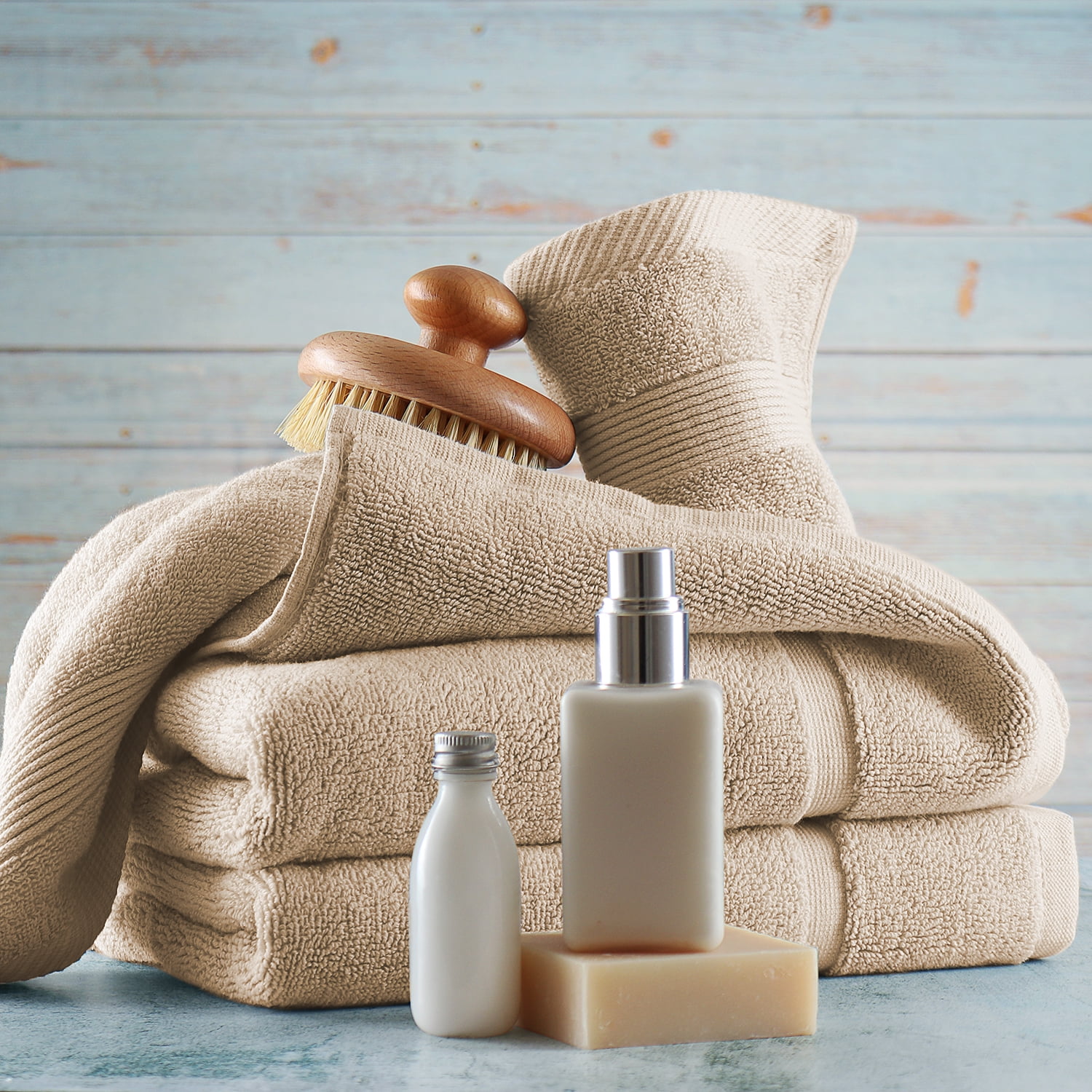 Clara Clark Bath Towels Set, 100% Cotton Luxury Softness 10 Pc Set, Cream