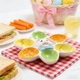 thumbnail image 5 of OEFNTAC Easter Egg Tray Ceramic Holder 6.4x1.2in Multi Slot Sturdy Glossy Finish Home Holiday Table Decorative Accent Desktop Snack Dessert Storage Party Host Gift Non-Slip Display, 5 of 6
