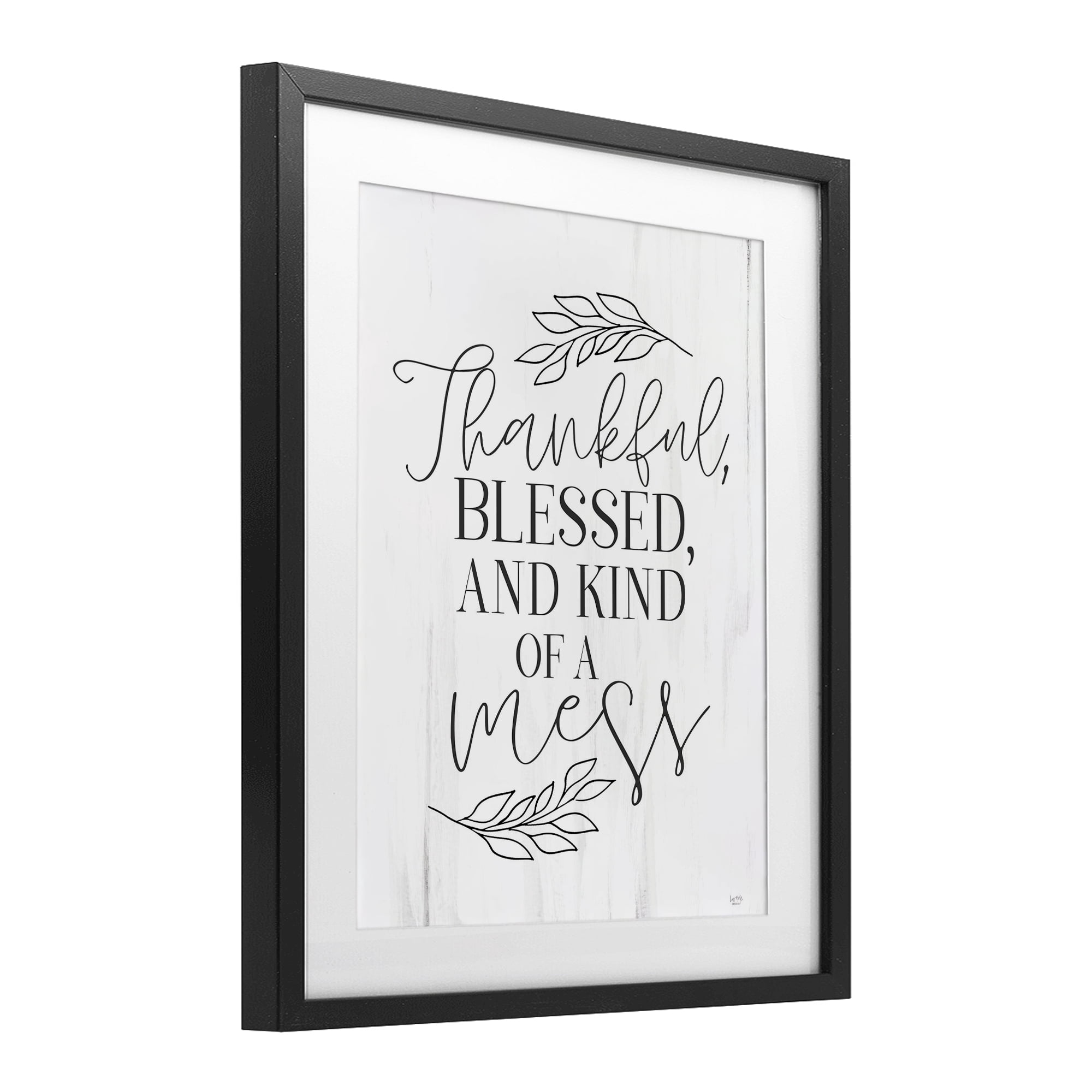 Stupell Industries Thankful Bless & A Mess Black Framed Print Under Glass, design by Lux + Me Designs
