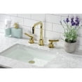 thumbnail image 2 of Kingston Brass KS1452TKL Hallerbos Two-Handle 3-Hole Deck Mount Widespread Bathroom Faucet with Push Pop-Up Drain in Polished Brass, 2 of 7