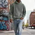 thumbnail image 2 of Men's Pullover Hoodie Classic Fit Long Sleeve Casual Hooded Sweatshirt with Kangaroo Pocket for Everyday Wear Army Green L, 2 of 7