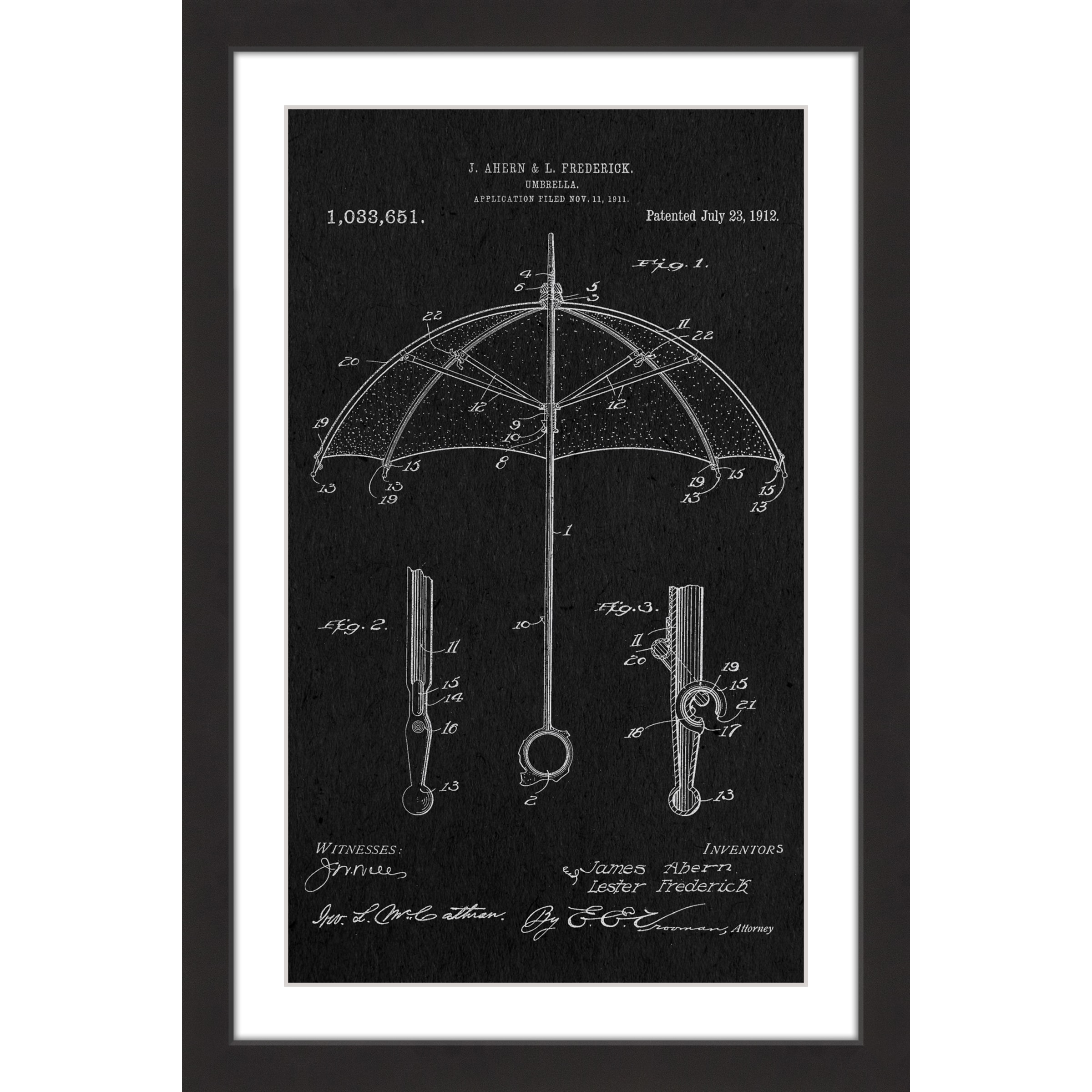 MARMONT HILL  - 'Umbrella 1912 Black Paper' by Steve King Framed Painting Print - Multi 30 x 45