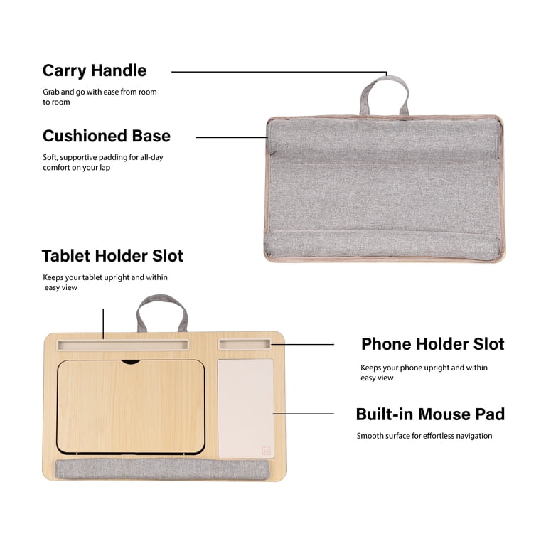Portable Lap Desk with Cushion Base and Tablet Holder photo 5