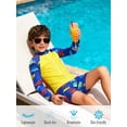 thumbnail image 3 of Lanbubble Toddler Boys Swimsuits Trunk Rashguard Long Sleeve Top Shorts 2 Pieces Bathing Suit Swimwear 3-8Y, 3 of 5