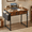 Rustic Brown, variant on Kelno 32.5 Inch Small Desk with 2 Fabric Drawer Storage Bag Office Computer Desk Home Writing Desk Iron Headphone Hook Vanity Writing Table, Rustic Brown
