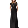 thumbnail image 1 of U.Vomade Femmes Manches Courtes Col Rond Poche Décontractée Longue Dress, 1 of 4