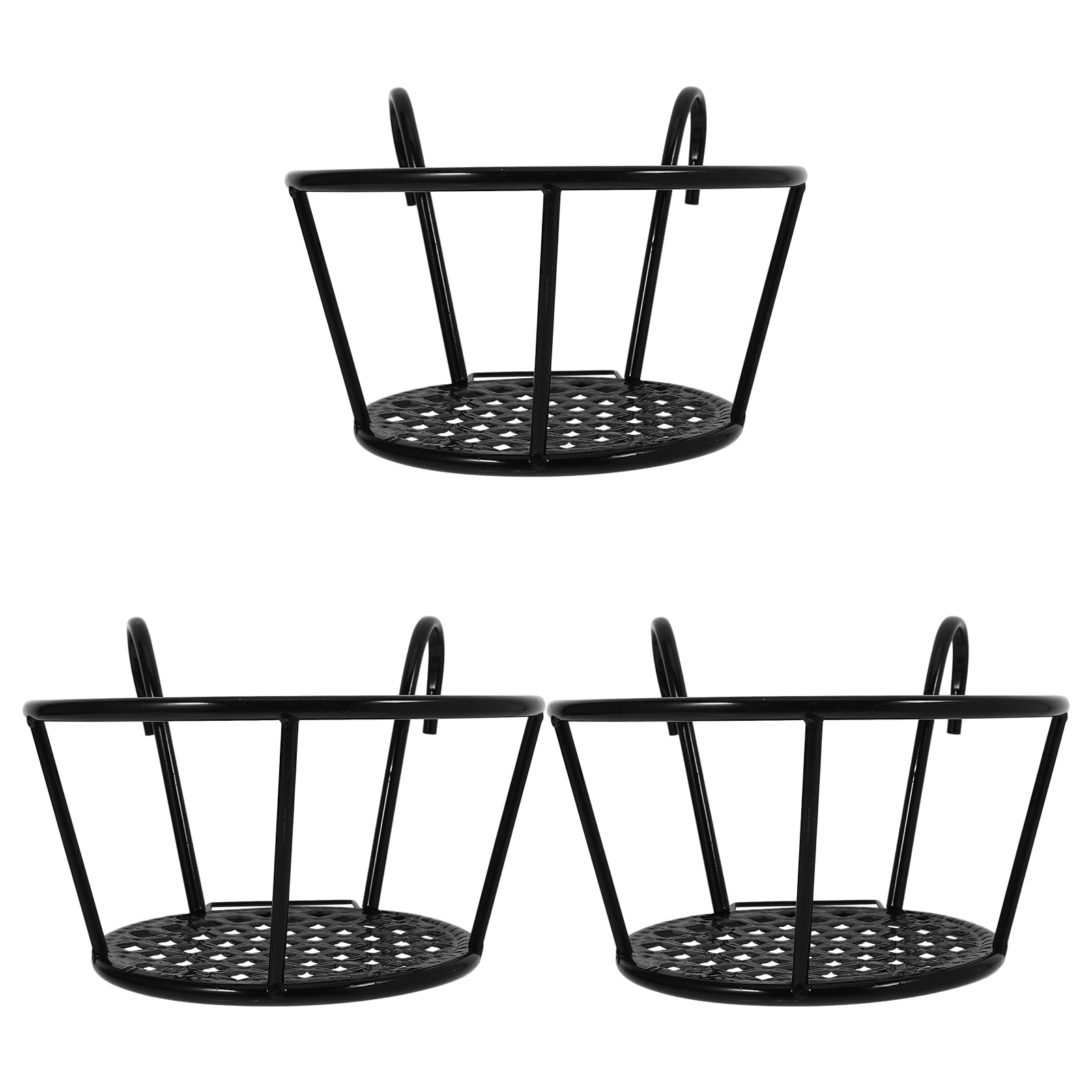 Worgeous  3 Pcs Hanging Railing Planter Decorative Black Shelves Shelf