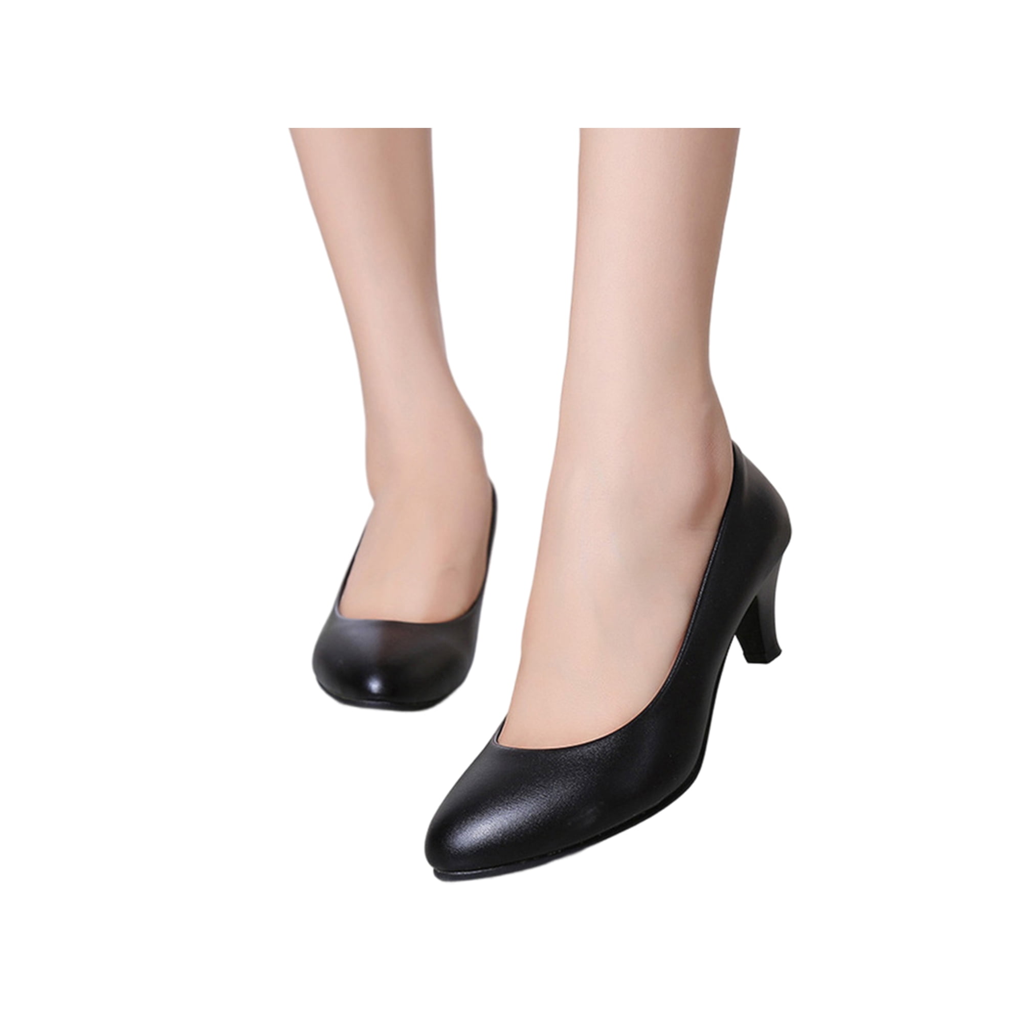 Bellella Womens Dress Shoes Mid Heel Pumps Pointed Toe Stiletto Heels Fashion Office Shoe Work Black Matte 7.5 Walmart