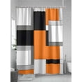thumbnail image 5 of Orange Black Geometric Shower Curtain, Abstract Patchwork Modern Art Waterproof Shower Curtain Set with 12 Hooks Lightweight Washable Fabric Shower Curtains for Bathroom 72x72 Inches, 5 of 6