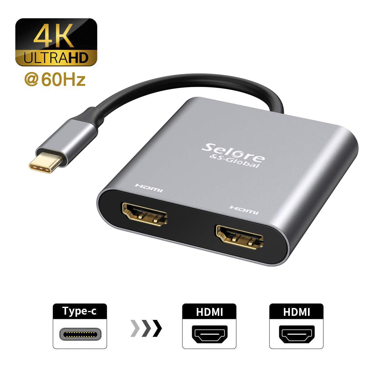 USB C to Dual HDMI Adapter 4K @60hz,Type C to HDMI Converter for MacBook/ MacBook Pro 2019/2018,MacBook Air,Chromebook | Walmart Canada