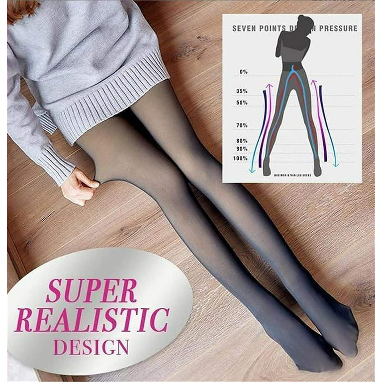 POIUIYQA Fleece Tights Women's Leggings Fake Translucent Thermal Tights  with Plush Winter See Through Tights Translucent Tights Thick Warm Black  Skin Colour : : Fashion