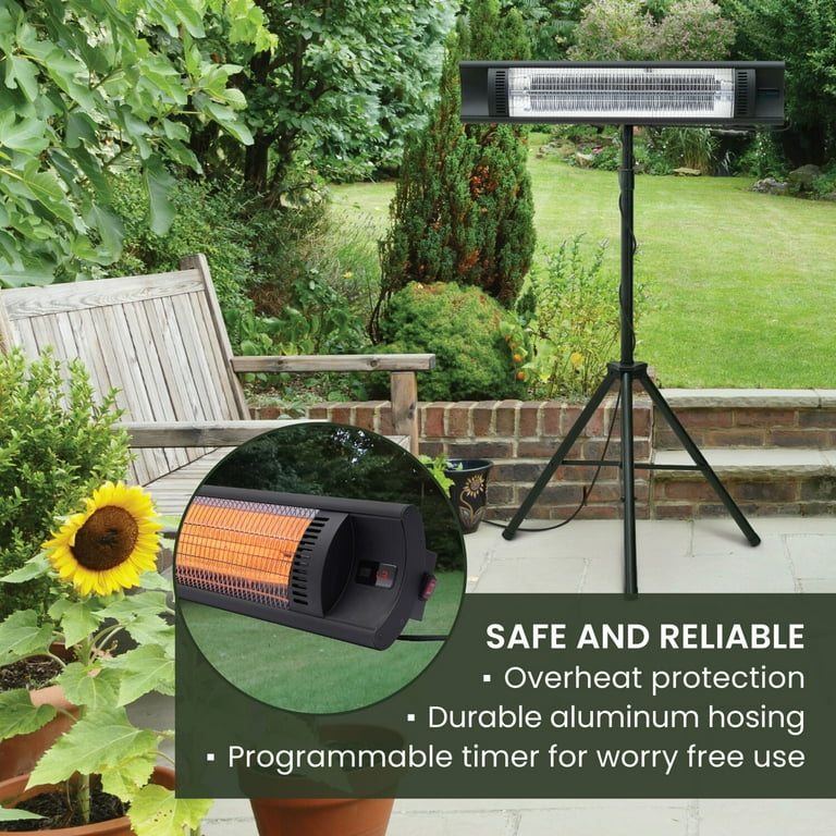 Space Heater With Tripod Infrared 1500 Watt Electric Patio Heater