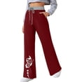 thumbnail image 2 of Pantalones de yoga estampados con cordón de pierna ancha y cintura elástica alta informal para mujer Pompotops ulkah938670, 2 of 5