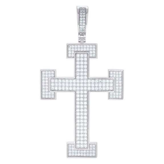 925 Sterling Silver Men 2.27ct Moissanite Cross Religious Charm Pendant 66.4x36.2mm Wide Necklace for Men