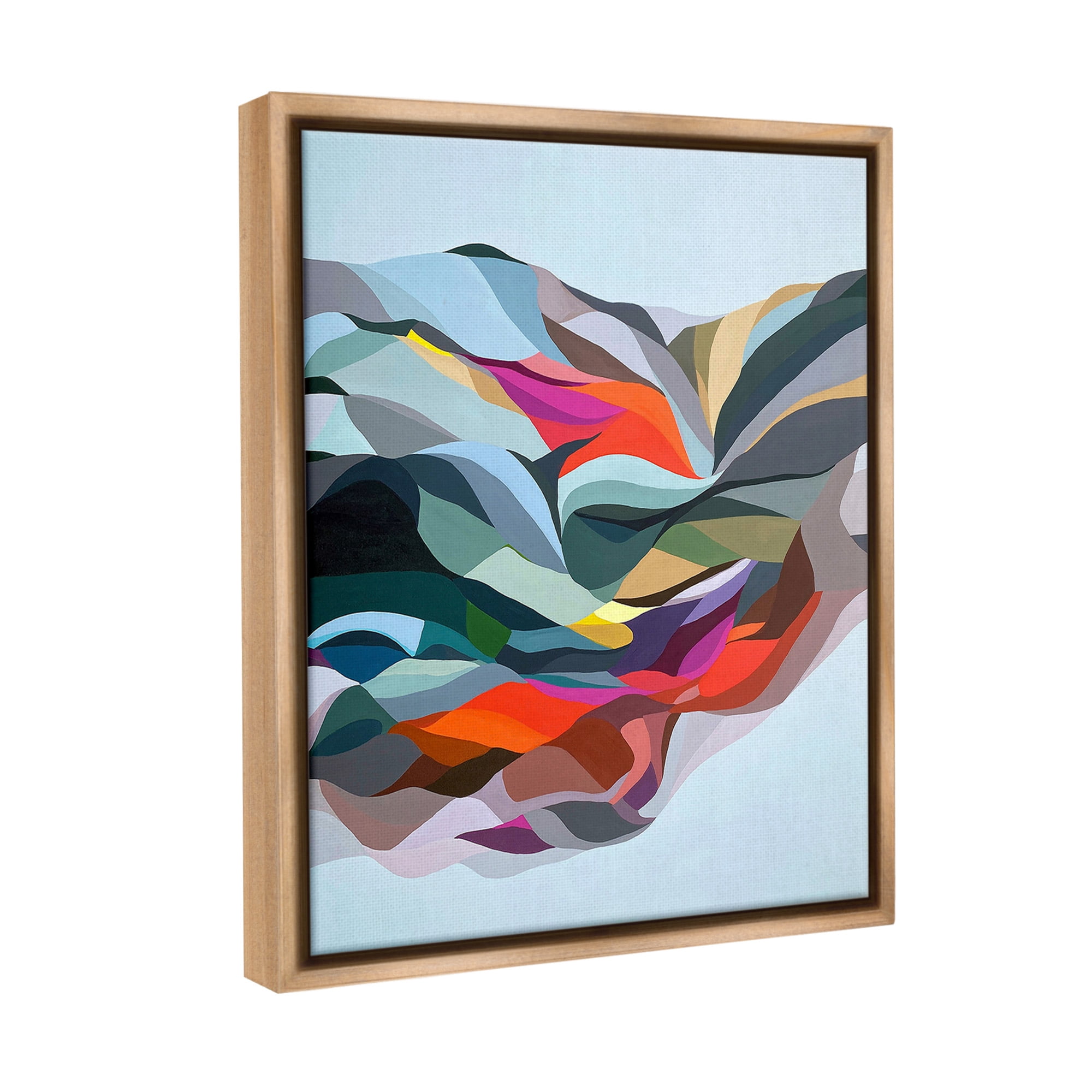 Stupell Industries Alternating Geometric Shapes Abstract Painting Brown Floater Framed Canvas Art Print Wall Art, 25 x 31