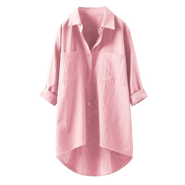 Blusa de trabajo con botones para mujer: camisa lisa de manga larga, poliéster, cuello en V abotonado, bolsillo en el pecho, estilo informal de negocios, tallas S-XXXL, contorno de pecho 114-144 cm.