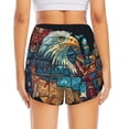 thumbnail image 3 of Picia Stained Glass Eagle USA Pattern Women's 2 in 1 Athletic Running Shorts High Waisted Workout Casual Gym Sweat Shorts with Comfy Liner Zipper Pockets-XX-Large, 3 of 9