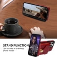 thumbnail image 5 of Allytech Case for iPhone 13 Pro, [Large Capacity] Wallet Case with Card Slots & Zipper Pocket, Premium PU Leather Metal Snap Kickstand Shockproof Case with Shoulder Strap, Red, 5 of 7