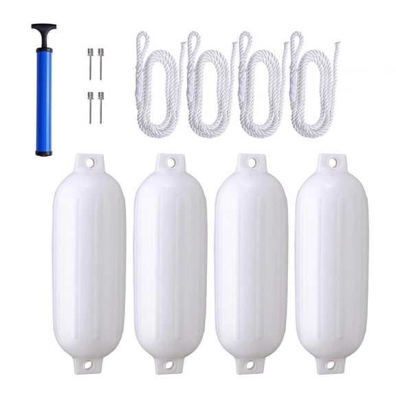 harayaa 4 Pack Boat Bumper, Sunscreen Anchor Buoy with 4 Ropes, Mooring Buoy, Inflatable White