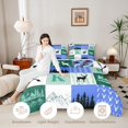 thumbnail image 3 of Castle Fairy Animal Deer K Initial Full Size Comforter Sets 3-Piece,Abstract Camouflage Stripes Bedding Comforter Set,Teal Blue White,Black Reversible,1 Comforter and 2 Pillowcases, 3 of 6