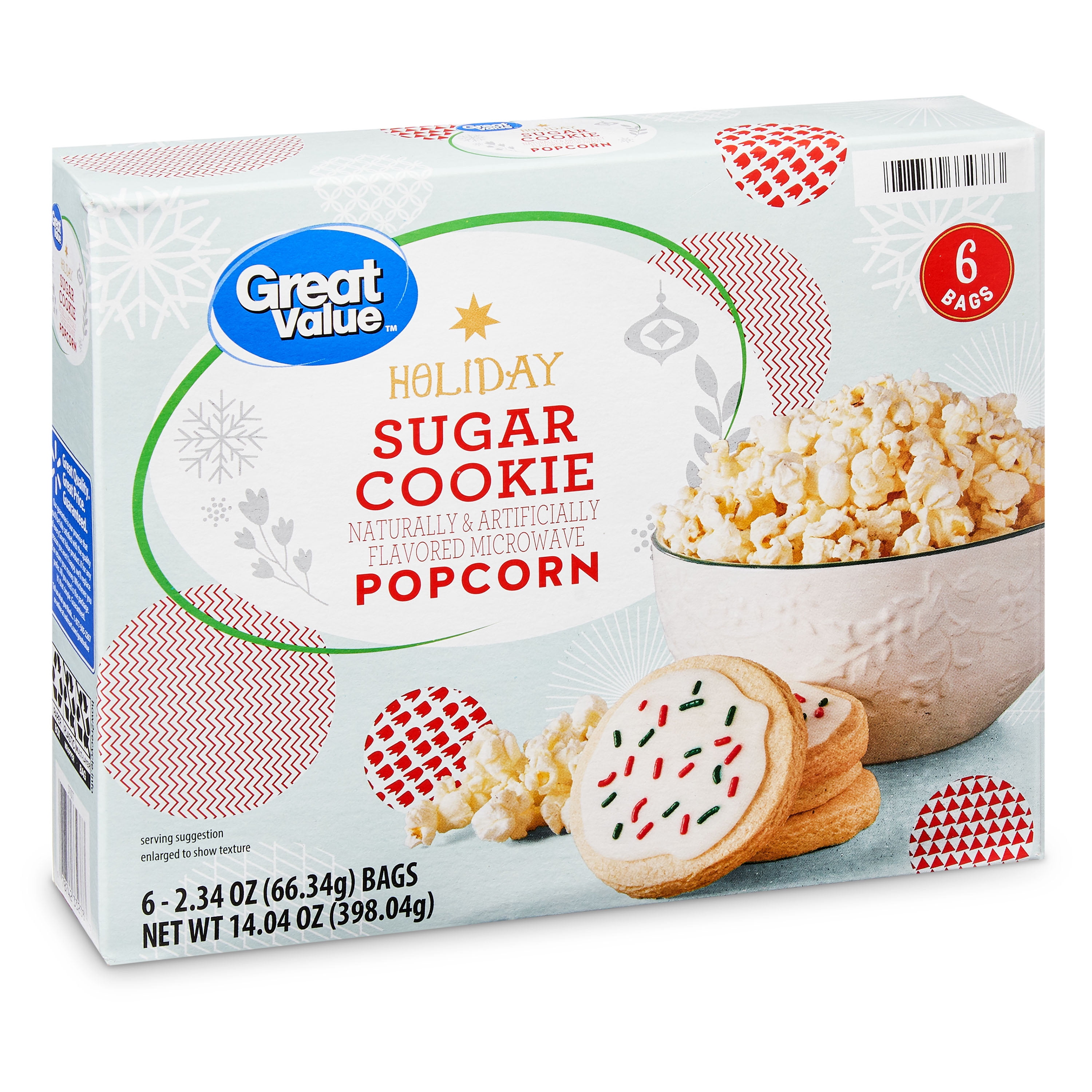 Great Value Holiday Sugar Cookie Popcorn, 14.4 oz, 6 Count Walmart