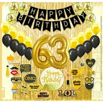 63rd Birthday Decoration Black and Gold for Boy & Girl, 63rd Cake Topper, 63rd Party Supplies for Her and Him, 63rd Birthday Photo Props