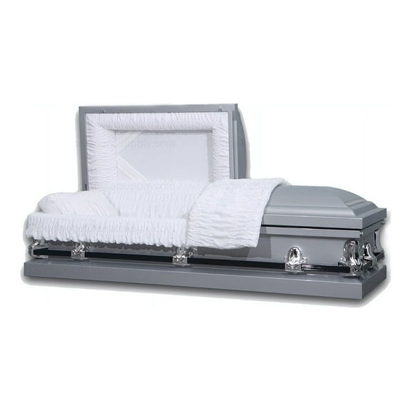 Casket Emporium Oxford Silver Metal Gloss Silver 20 Gauge Adjustable Bed