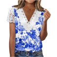 thumbnail image 2 of Womens Tops Clearance,Summer Tops for Women 2023 Trendy ,Women Fashion Summer Sexy Fold Printed Regular Women Short Sleeves V Neck Button Top Best Sell, 2 of 5