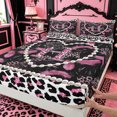 thumbnail image 4 of meiyoeat Leopard Animal Print Twin Sheet Sets For Bow Girls,Chic Pearl Heart Letter H Bedding For Kids,3-Piece, 4 of 6