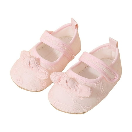 Infant Baby Girl Princess Shoes Non-Slip Soft Soled Lace Bowknot Flats Toddler First Walker Mary Jane Flats Shoes