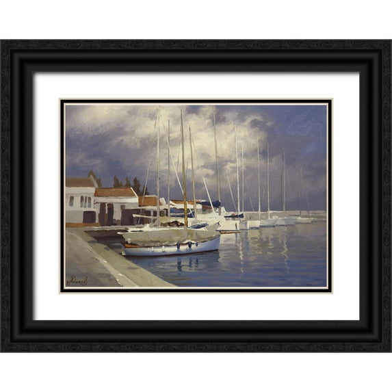 Adamov, Alexey 14x11 Black Ornate Wood Framed with Double Matting Museum Art Print Titled - Yacht Club