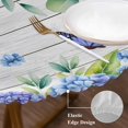 thumbnail image 3 of Purple Hydrangea Round Tablecloth, Fitted Table Cover with Elastic for 36"-44" Round Tables, Spring Eucalyptus Butterfly Grey Wooden Table Cloth Outdoor Indoor Dinning Party Waterproof Tablecloths, 3 of 7