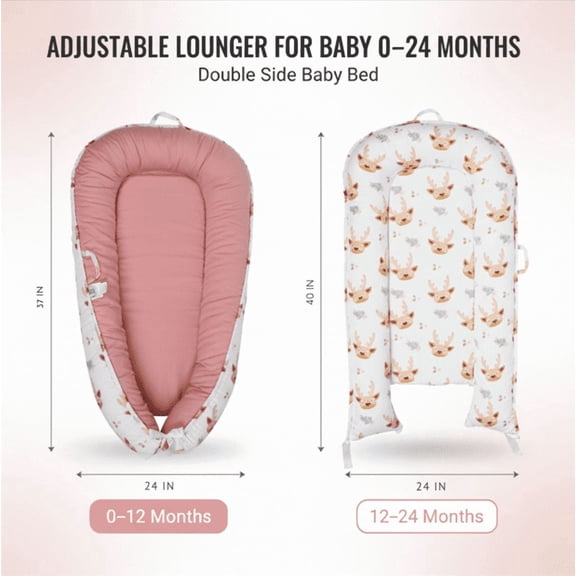 Baby Lounger – Infant Lounger for Newborn 0–24 Months, Baby Nest Lounger, Portable Newborn Lounger, Soft Breathable Cotton, Essentials for Babies at Home and Travel (PINKr)