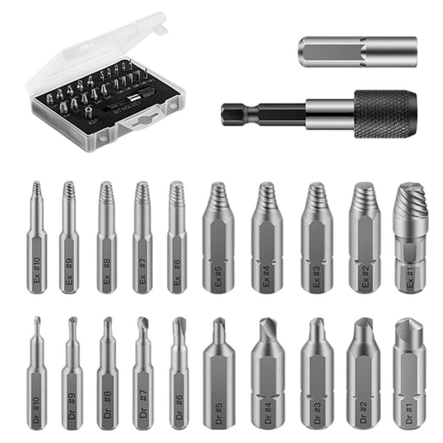 Extractor de tornillos Dañados CUTICAT Broca extractora de acero 22 piezas
