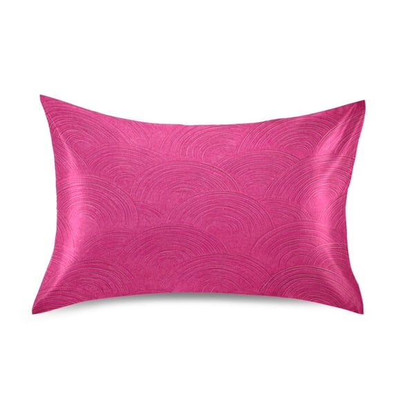 Hot Pink Background with Waves Satin Pillowcase Envelope Design Pillow Covers 1 Pack Standard Size 20" x 26"